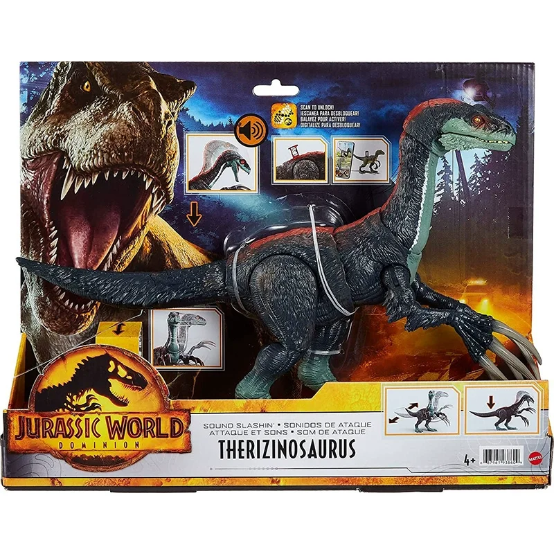 Original Jurassic World Therizinosaurus Dominion dinosaurio ataque garra Dino rugido sonido Slashin niño juguetes Anime figura modelo de acción