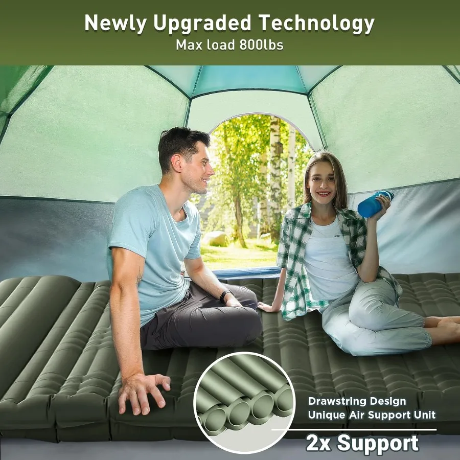 وسادة نوم مزدوجة للتخييم 4.7 بساط نوم سميك للغاية لشخصين مع وسادة مدمجة ومضخة قدم محمولة للتخييم والنوم #3