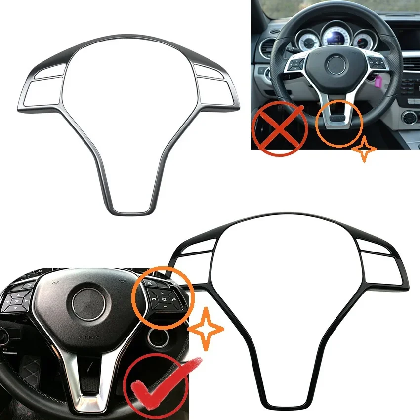 

Ruili51 Car Steering Wheel Frame Trim Cover ABS for Mercedes Benz A B C E Cla Cls Gla Glk Class W176 W246 W204 W207