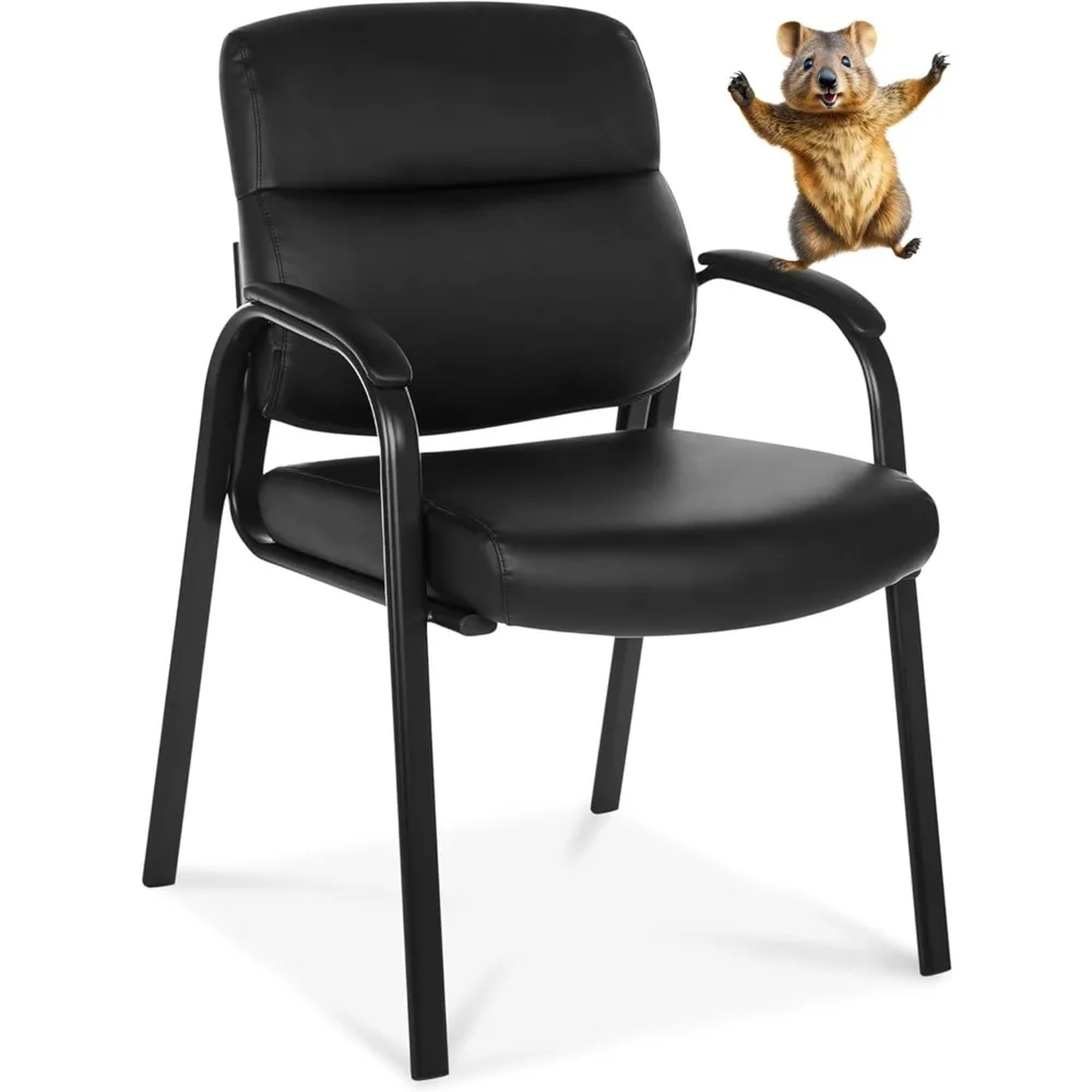 

Leather Guest Chair with Padded Arms, Reception Meeting Conference Waiting Room Lobby Home Desk Big and Tall Executive Office C