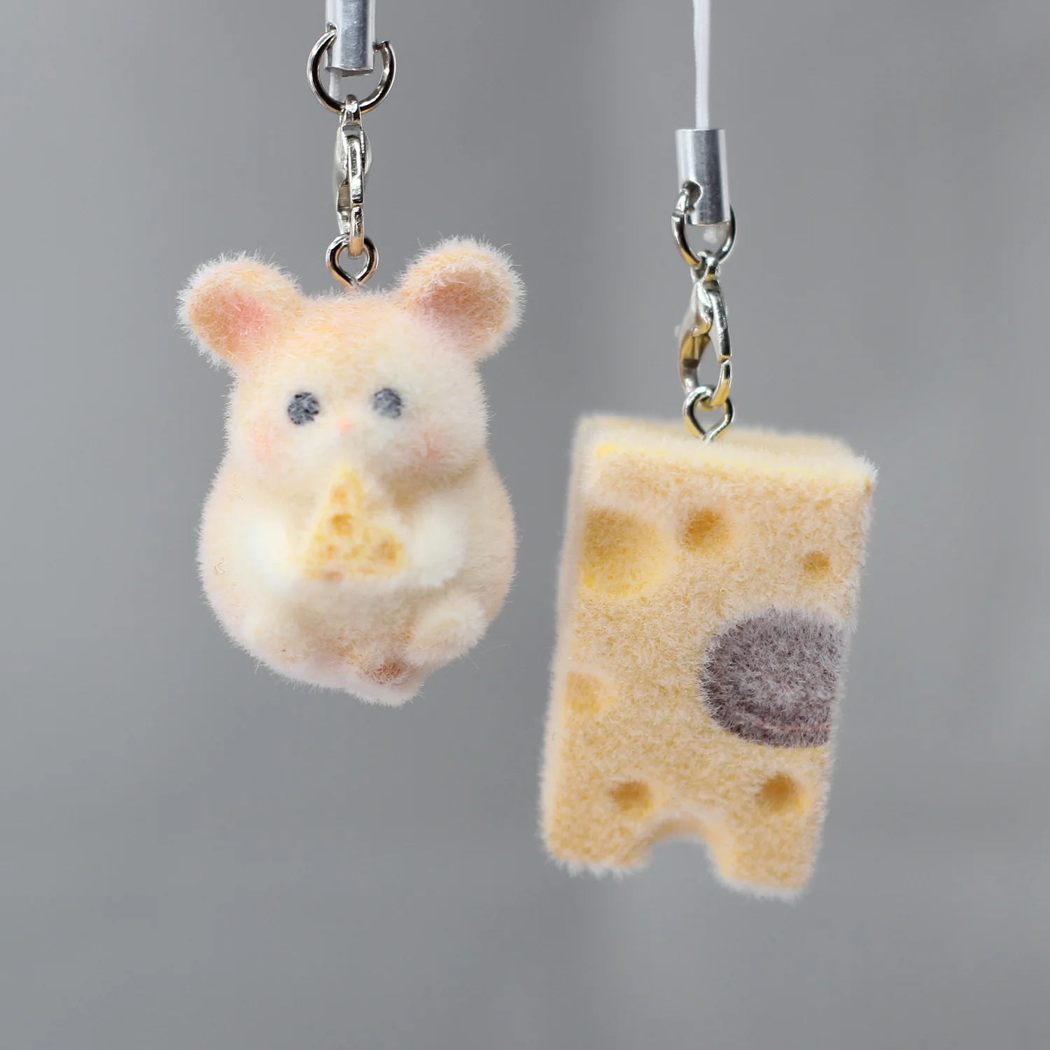

10pcs Resin Flocking 3D Cute Cartoon Cheese Mouse Charms Jewelry Pendant For Jewelry Making Mobile Phone Bag Key Pendant