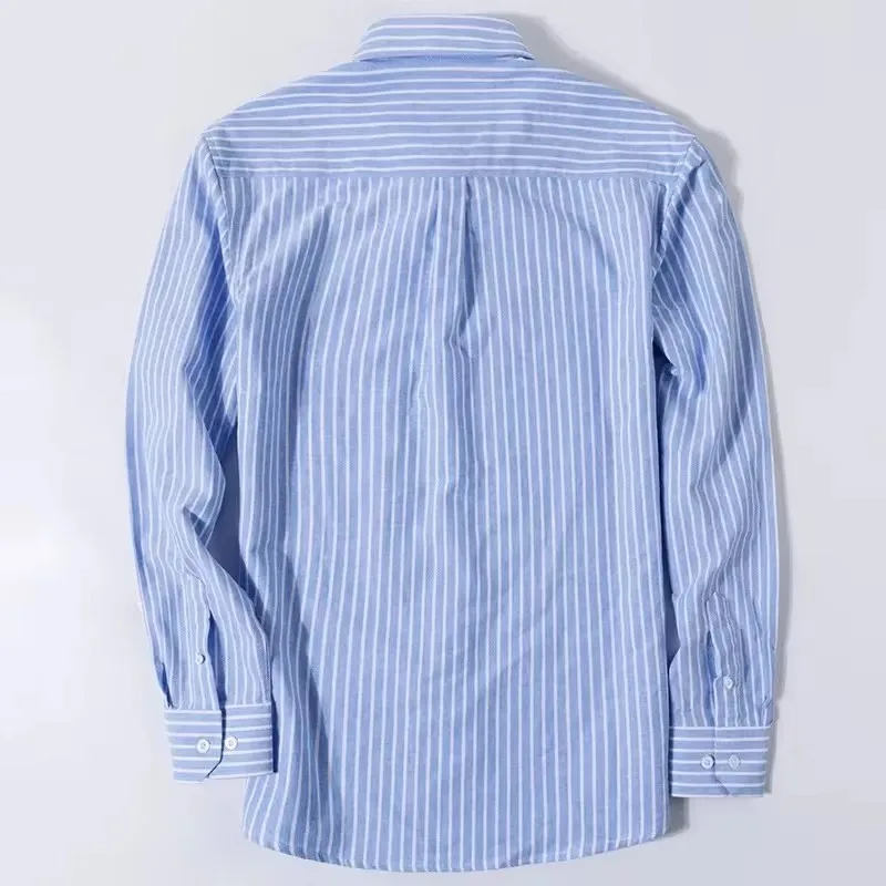 Basic Oxford Dress Shirt For Men Long Sleeve 100% Pure Cotton Solid Casual Plaid Striped Social Business Male Regular-Fit S-6XL