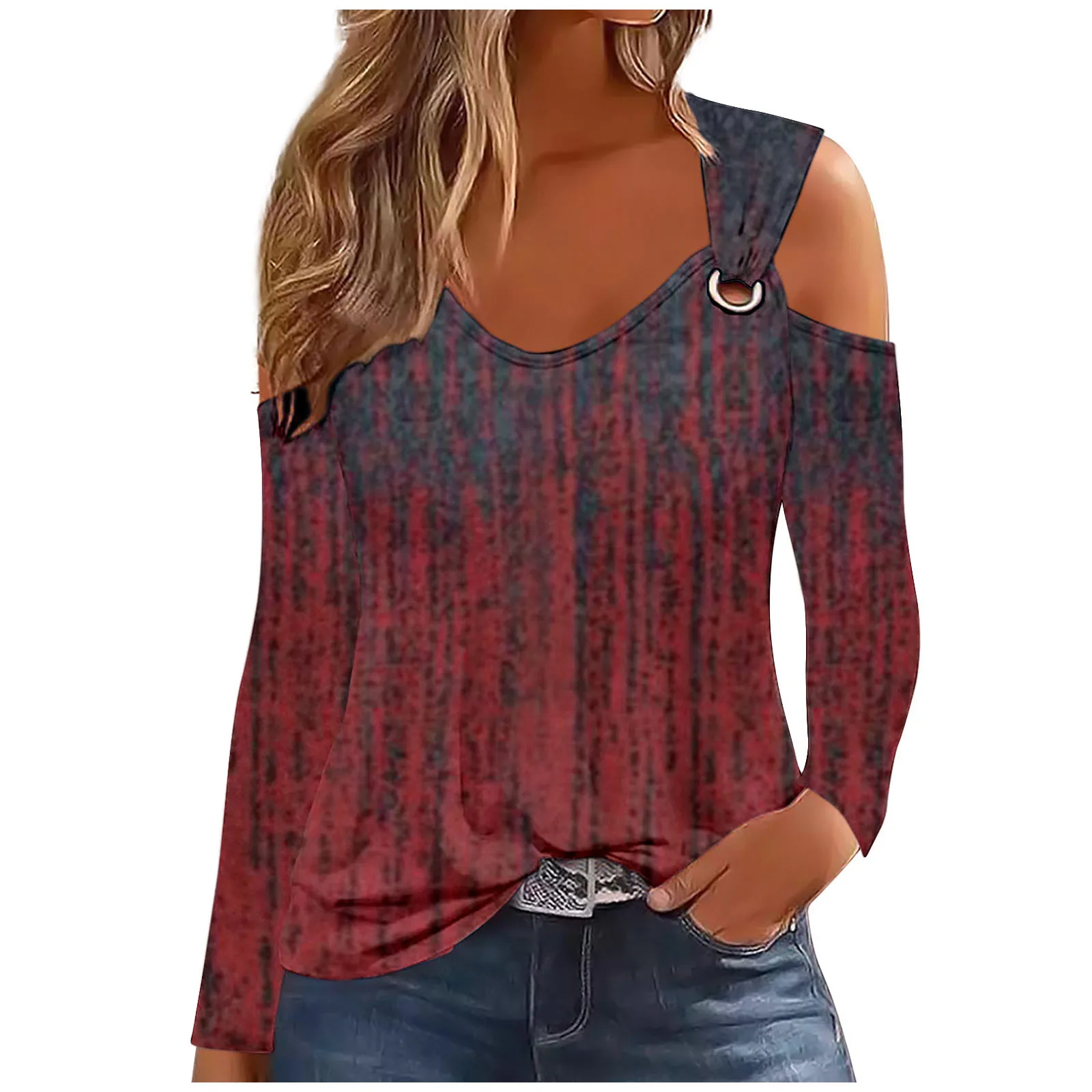 2024 Fall Long Sleeve T-shirt Casual Tshirt Women Tops Print Sexy Hollow Out T Shirt For Women Cotton Top Femme
