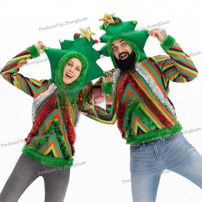 Christmas Tree Hooded Top Cosplay Party Costume