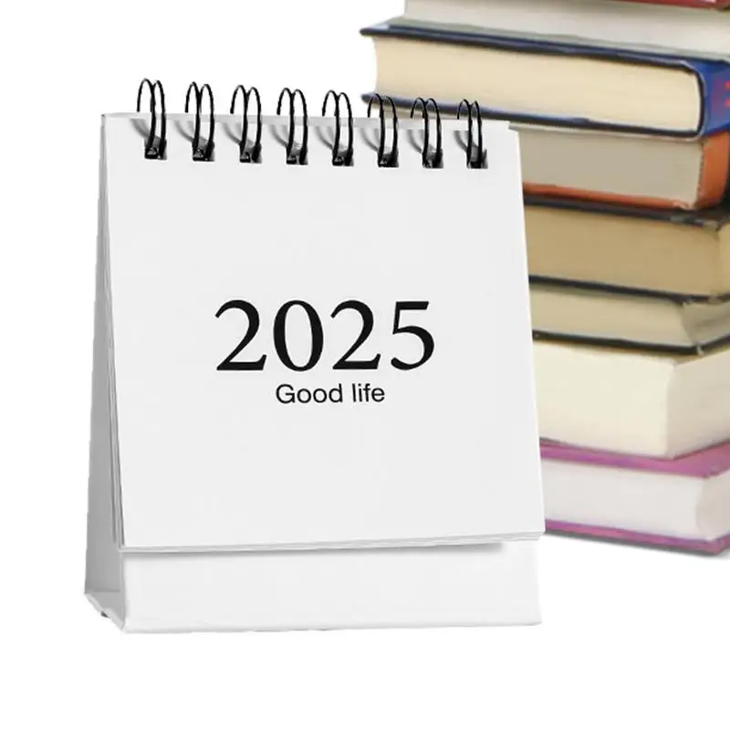 Mini Desktop Calendar 2025 Planning Daily Scheduling 360 Degree Page Turning 2025 Flipping Calendar For Classroom Portable