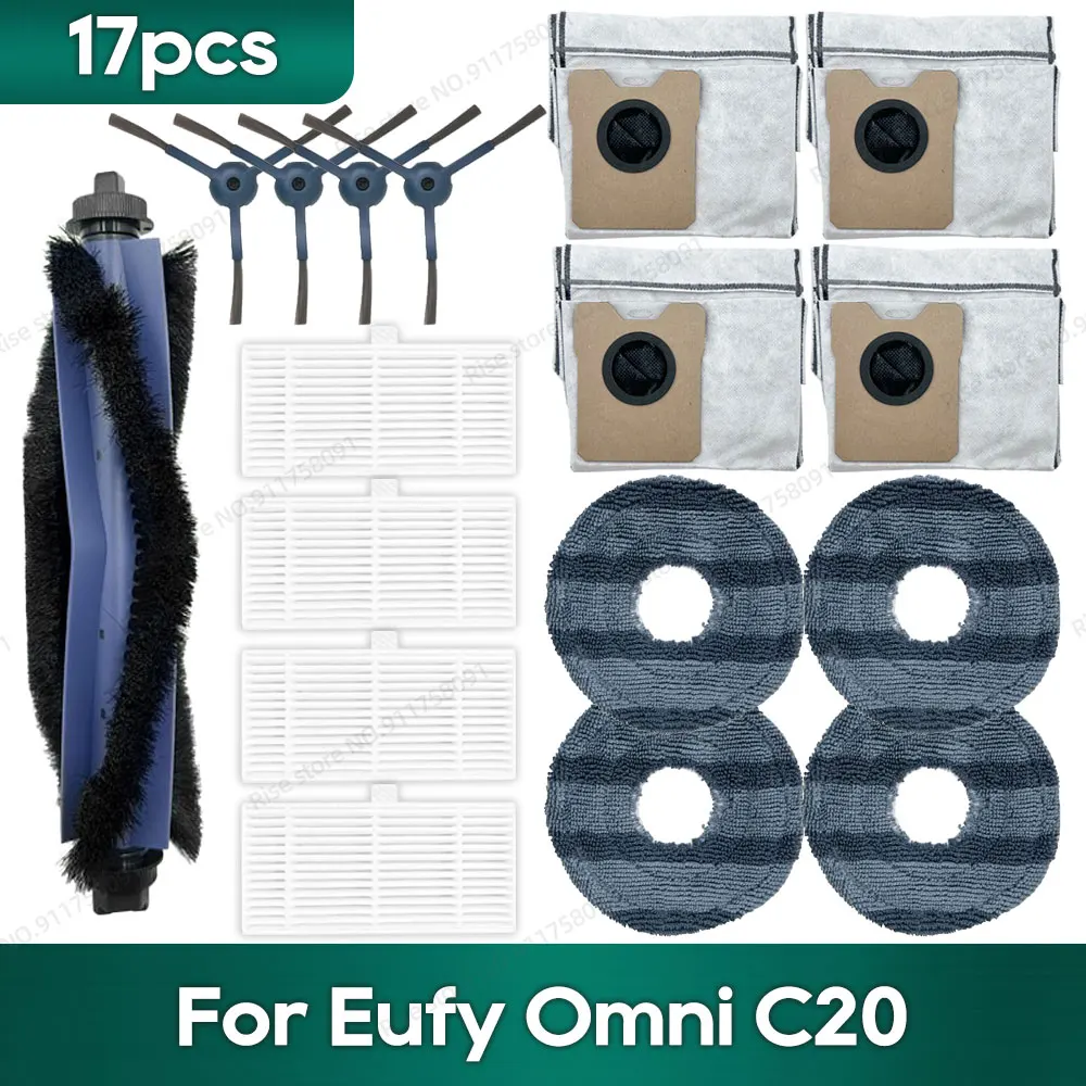 Compatibel voor Eufy Omni C20 Accessoires Stofzak Hepa Filter Roller Zijborstel Mop Doek Reserveonderdelen