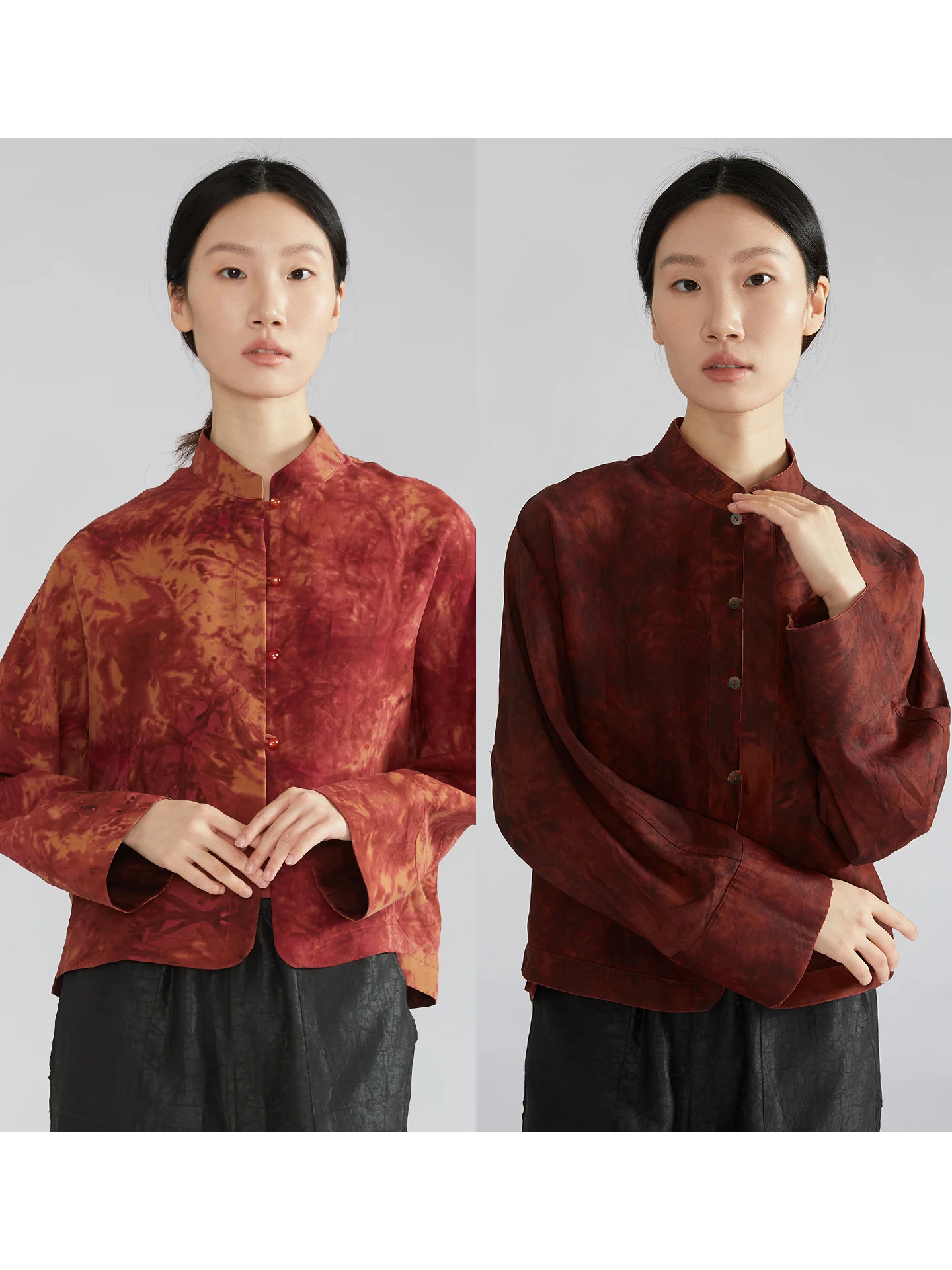 

Silviye Double-Sided Wear Red Cloud Silk Tortoise Cra Pattern Traditional Chinese Sle Women's Outerwear 00% Sil...