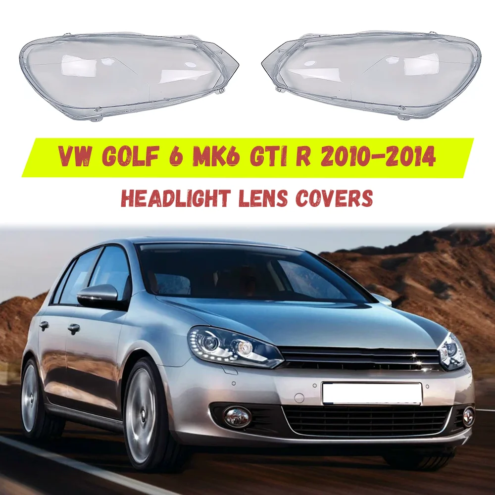 Auto-Frontscheinwerfer-Abdeckungen für Volkswagen VW Golf 6 MK6 GTI R 2010 2011 2012 2013 2014 Transparente Lampenschirm-Scheinwerferhülle