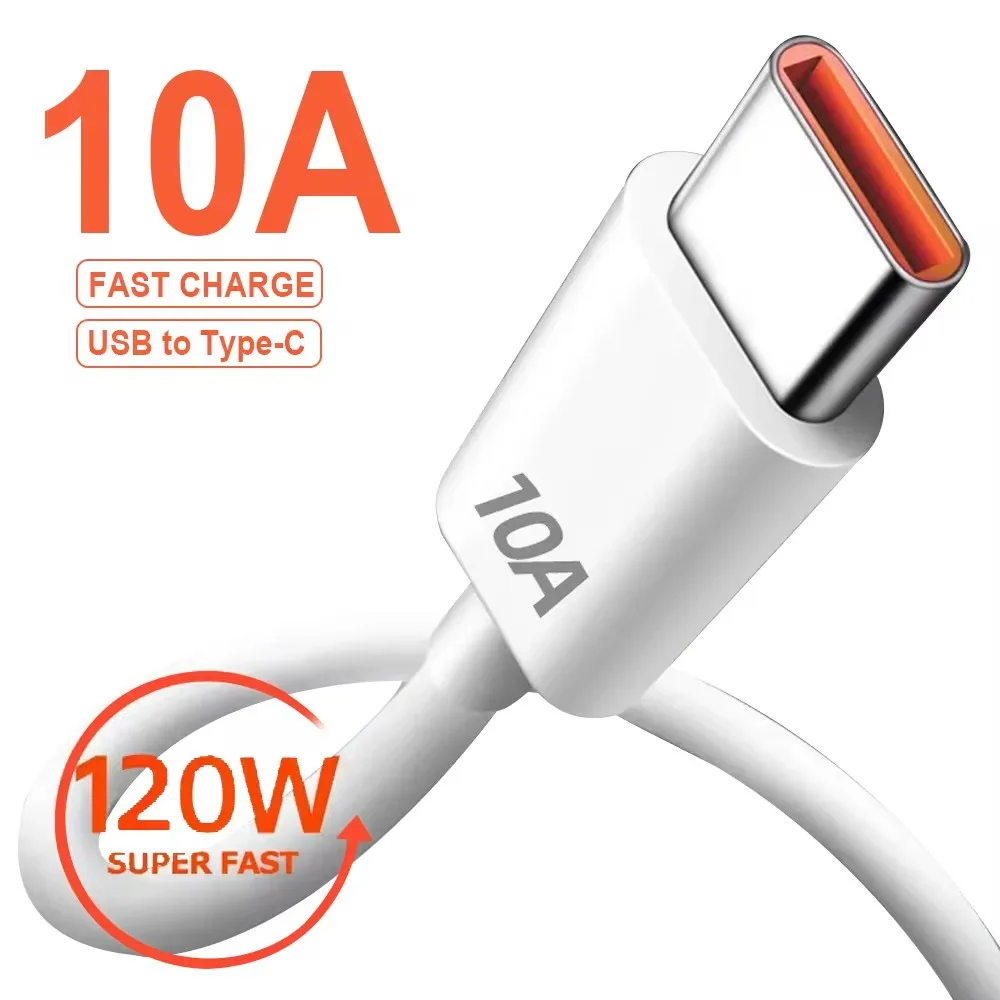 New USB Type C Cable Mobile Phone USB 120W 10A Fast Charging Wire Charging Cable USB C Data Cable Cord for Huawei