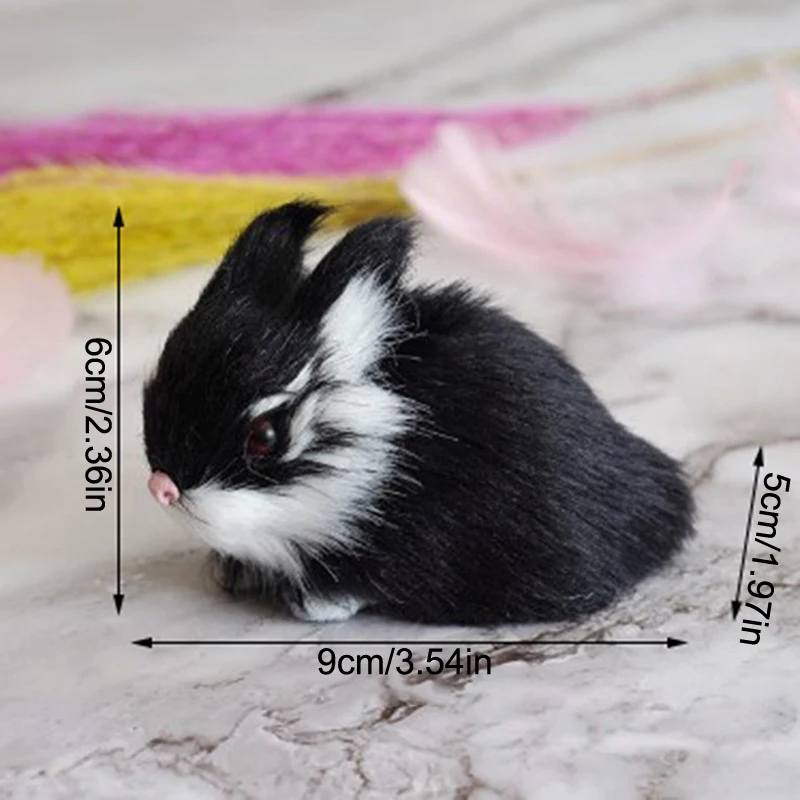Simulation Rabbit Ornament Easter Bunny Model Mini Animal Doll Fur Squatting Model Rabbit Plush Toy Home Decoration Kids Gift