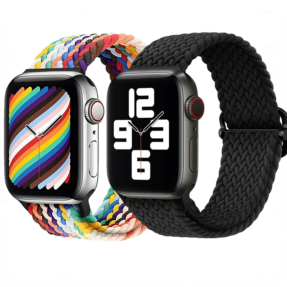 

Braided Loop Strap for Apple Watch Ultra 8 7 49mm 45mm 41mm 654SE 44mm 40mm Adjustable Elastic Bracelet for Iwatch 32 42mm 38mm