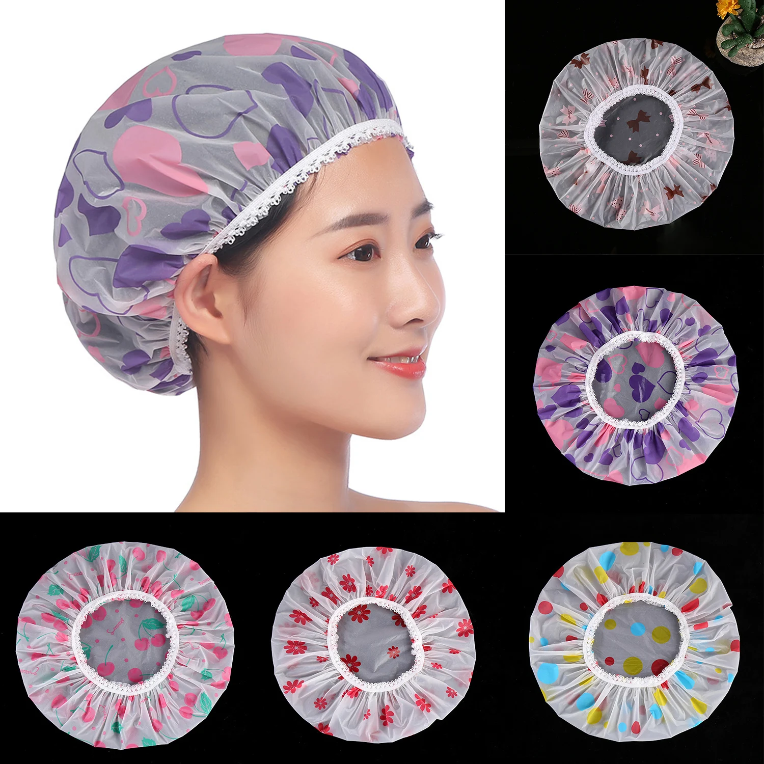 Waterproof Bath Hat Thickened Waterproof And Oil Cap Women Spa Hair Supplies Shower Cap Bathroom Accessories