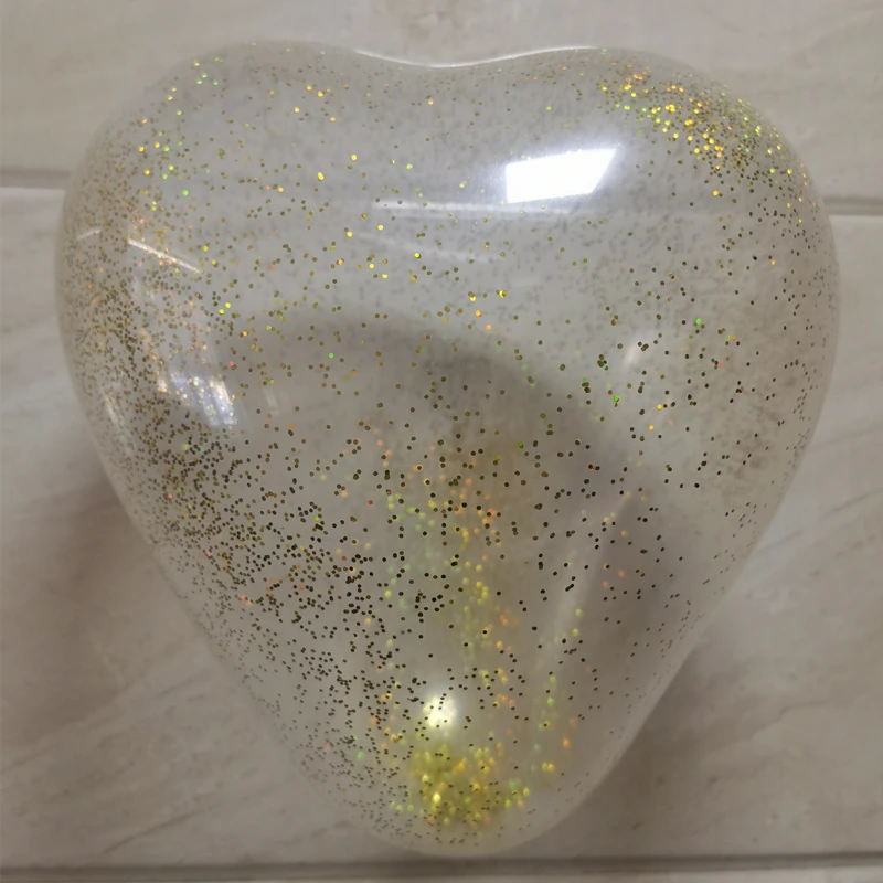 Filled with 1mm Laser Sequins The New Wedding Decoration Is High Transparent Heart-shaped Love Peach Heart Latex Balloon