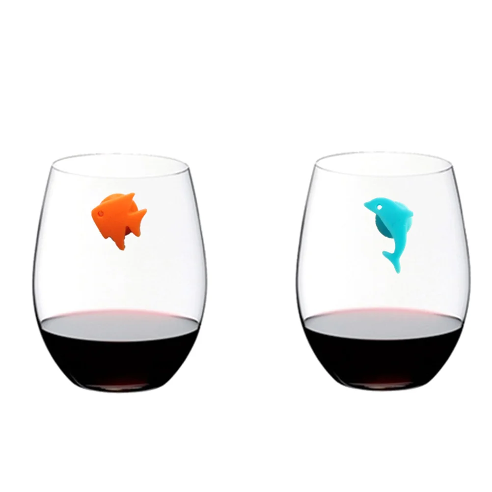 24 قطعة كأس للنبيذ سيليكون علامات حيوانات البحر حيوانات أرضية صديقة للبيئة قابلة لإعادة الاستخدام علامات المشروبات حفلة كوكتيل الزفاف #3