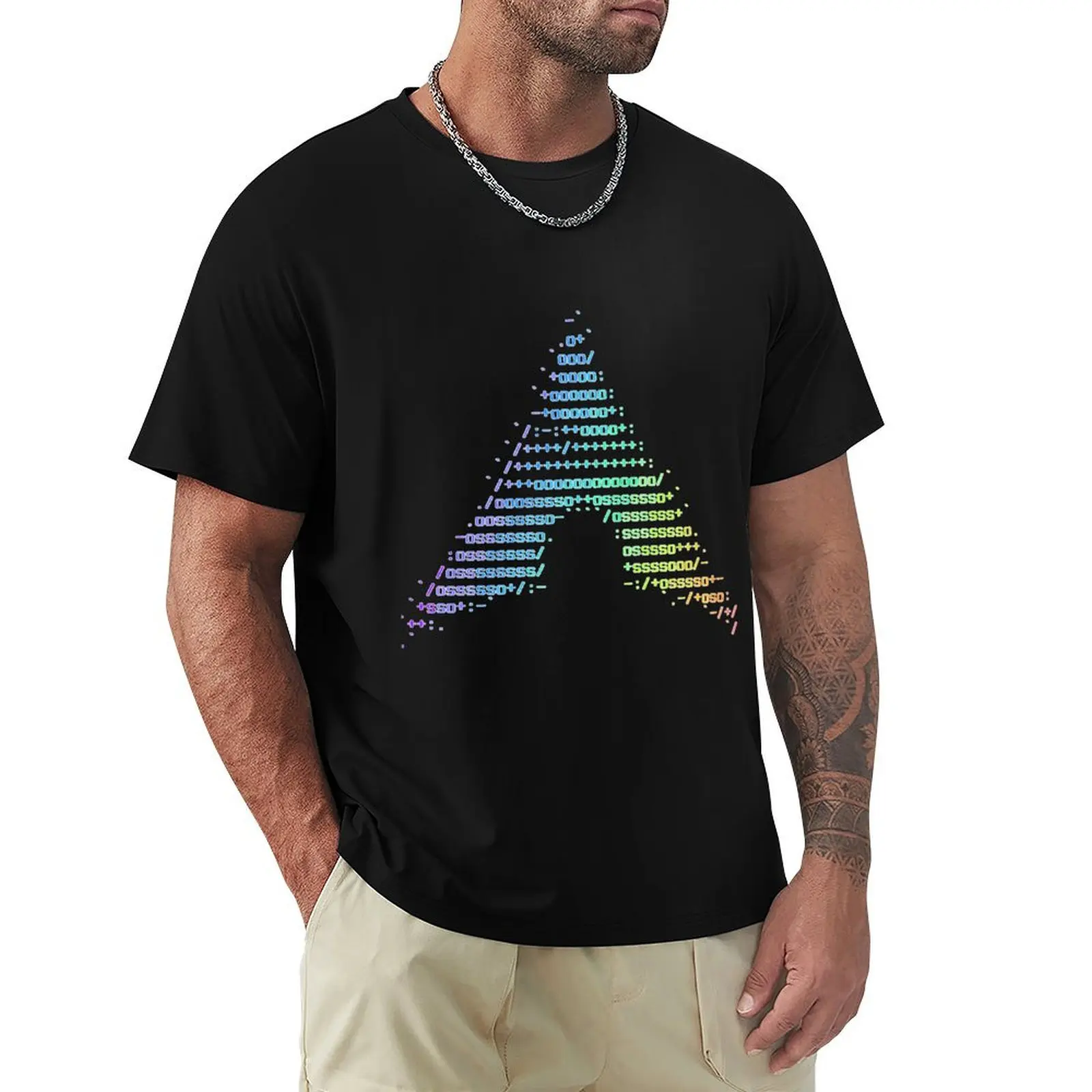 

Arch-Linux-Rainbow-ASCII-Logo-- T-Shirt graphic tee shirt sublime customizeds sweat shirts, men