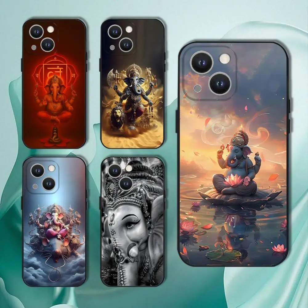 

Ganesh Elephant God Phone Case For iPhone 16,15,14,13,12,11,Pro,XS,Max,XR,Plus,E,SE4,Mini Black Soft Cover