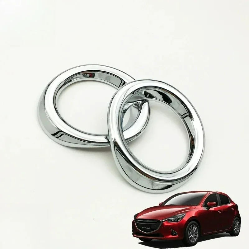Chrome Front Fog Light Styling Cover FOR 2015 2016 Mazda2 DJ DL Foglight Trim Eyebrow Sedan Hatchback Accessories - view 2
