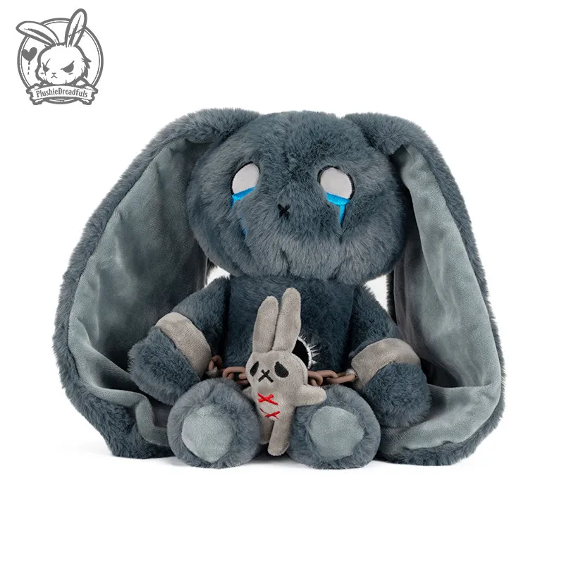 Plushie Dreadfuls Ptsd Rabbit Gray Plush Doll Long Ear Soft Stuffed Toy Anxiety Stress Relief Comfort Companion Surprise Gift