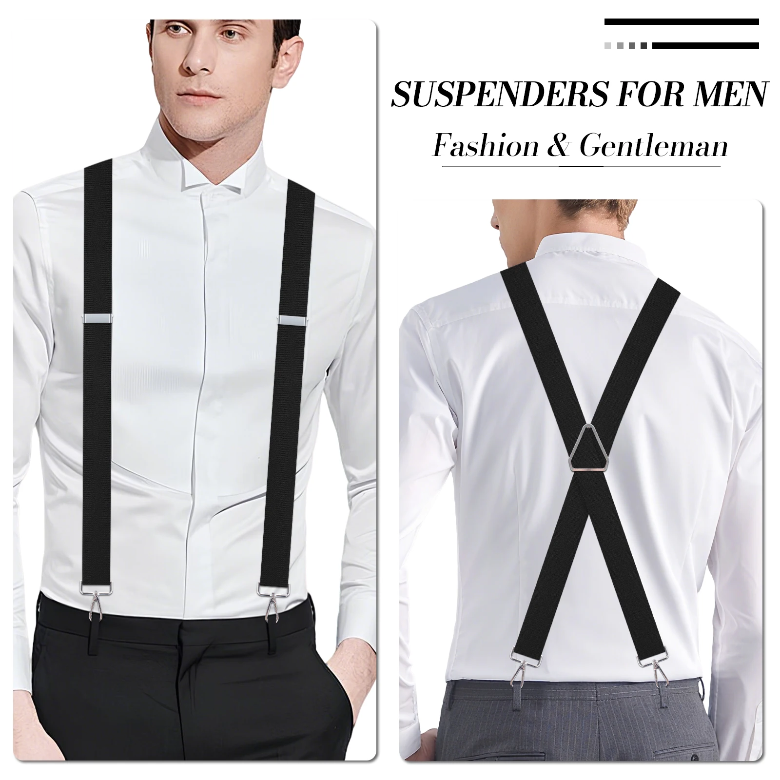 الحمالات للرجال الثقيلة X-الظهر الرجال الحمالات 4 السنانير للجينز مطاطا قابل للتعديل العمل الحمالات