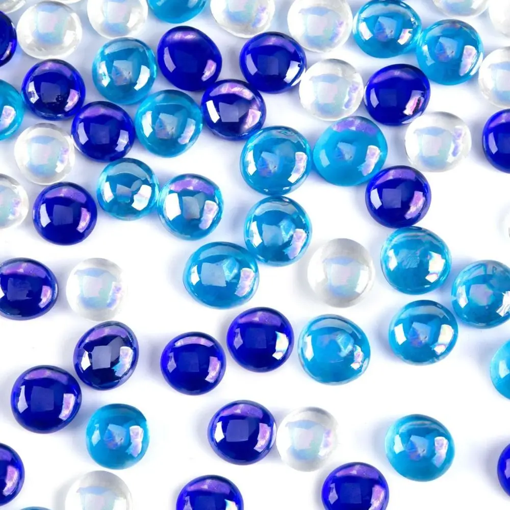 Glass Pebbles Vase Filler Beads Decorative Glass Stones Light Reflecting Flat Glass Beads Mixed Color