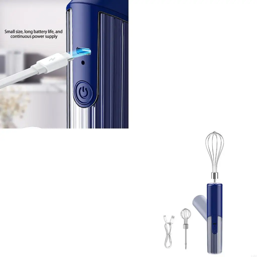 

Small Handheld Mixer 3 Speed Mode Wireless Operation Foldable Storage Double Stainless Steel Whisks Attachments L5BE
