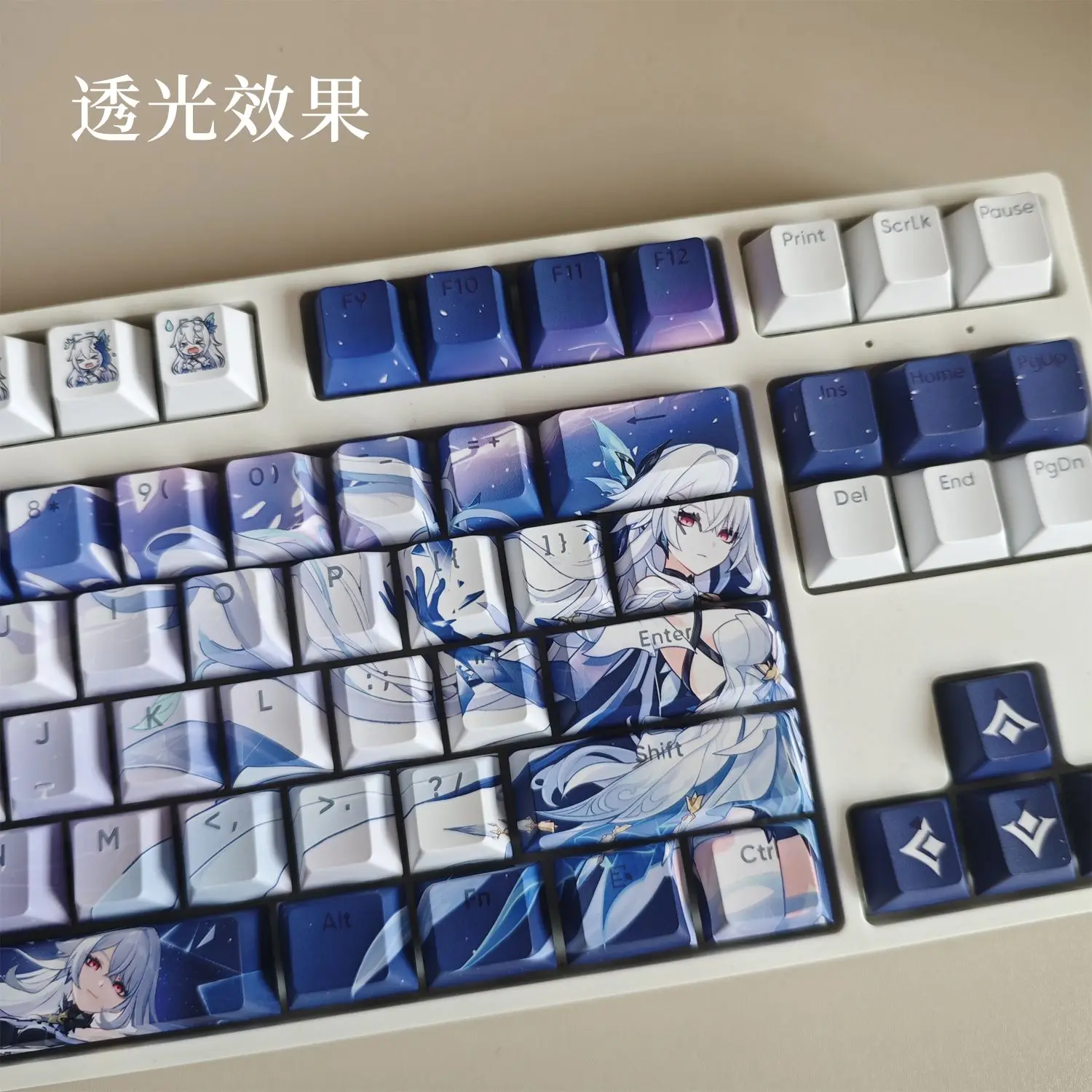 128 مفتاح Genshin Impact Skirk أغطية المفاتيح أغطية مفاتيح الألعاب PBT صبغ الفرعية الخلفية أنيمي أغطية المفاتيح للوحة المفاتيح ANSI 61 68 87 104 108