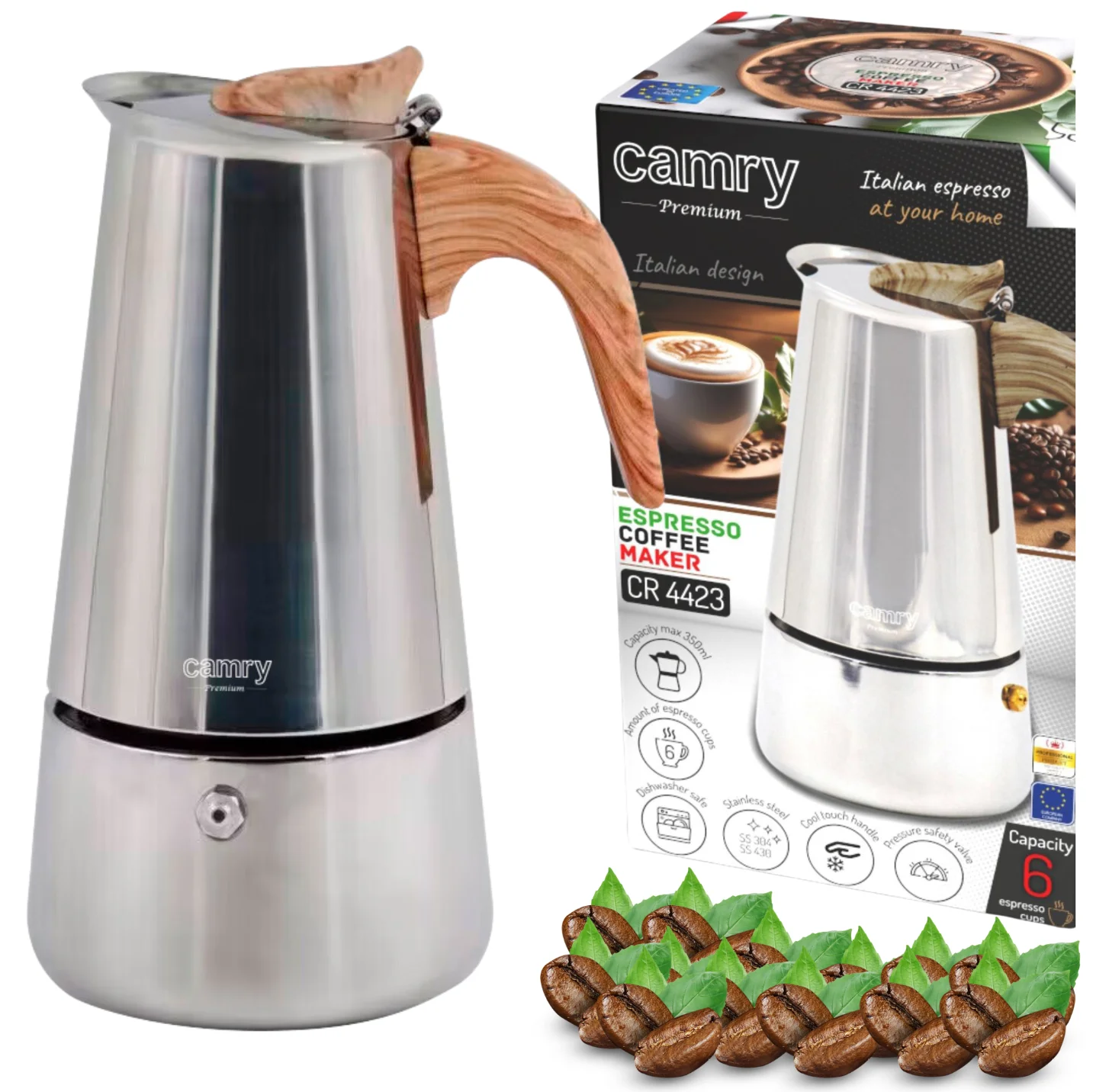 Koffiezetapparaat voor inductiegas Espresso 350 ml stalen kookplaten voor 6 kopjes espresso