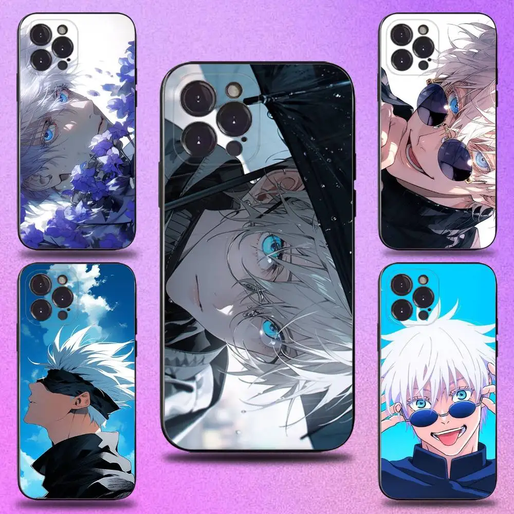 

Cartoon Anime S-Satoru G-Gojo Phone Case For iPhone 16,15,14,13,12,11 Plus,Pro Max,XS,X,XR,SE,Mini,8,7,Soft Silicone Black Cover