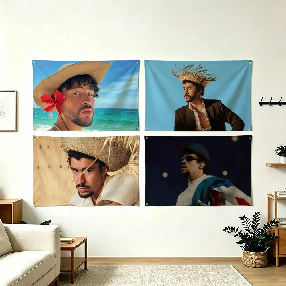 B-Bad Bunny Musician Flag Suitable For Party Club Outdoor Interior Wall Decoration Banner Fans Gift