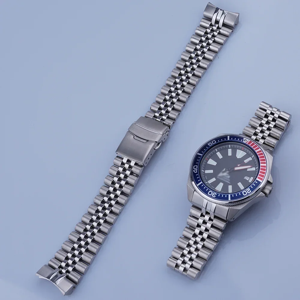 

Rolamy 22mm Jubilee Strap For Seiko King Samurai Prospex SRPE33 35 37 SRPD23 SRPF03 09 Solid CurvedEnd Stainless Steel WatchBand