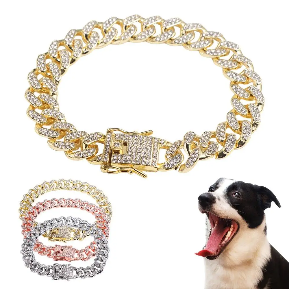 

Fashion Rhinestone Fighting Necklace Pet Supplies Dog Accessories Metal Dog Jewelry Pet Chain Collar Necklace