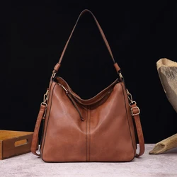 Hobo Bag Leather Women Handbags Female Leisure Shoulder Bags Fashion Purses Vintage Bolsas Large Capacity Tote bag