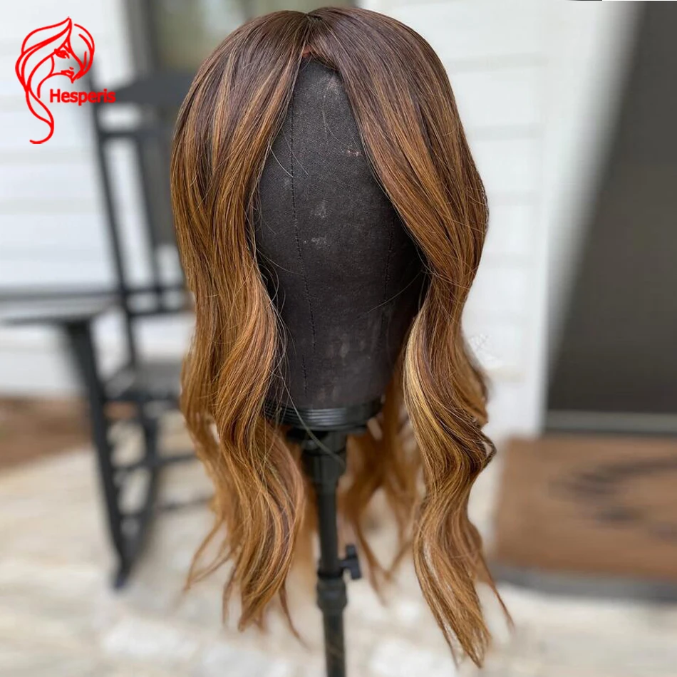 Hesperis-Postiches Body Wave pour femmes, Cheveux brésiliens Remy, Ombre, Topper de cheveux humains, InjBase Coloré, Taille 5x6"