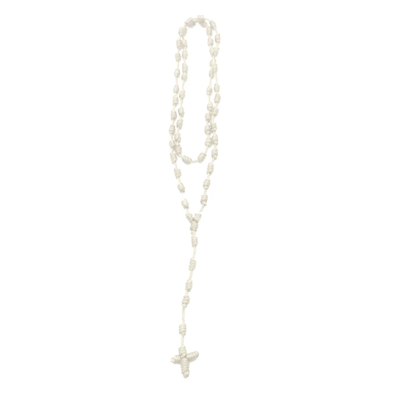 Sturdy Handwoven Crossing Knot Rosary Necklace for Spiritual Trendy Women Ladies Dropship