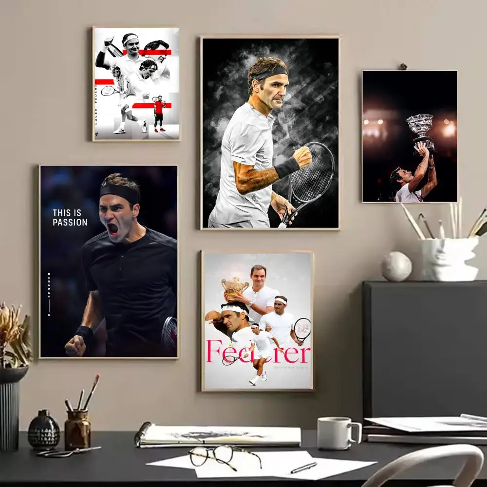 Tennis R-Roger Federer Painting Calligraphy Frameless Canvas Poster Wall Art Perfect For Hallway Home Decoration Holiday Gifts