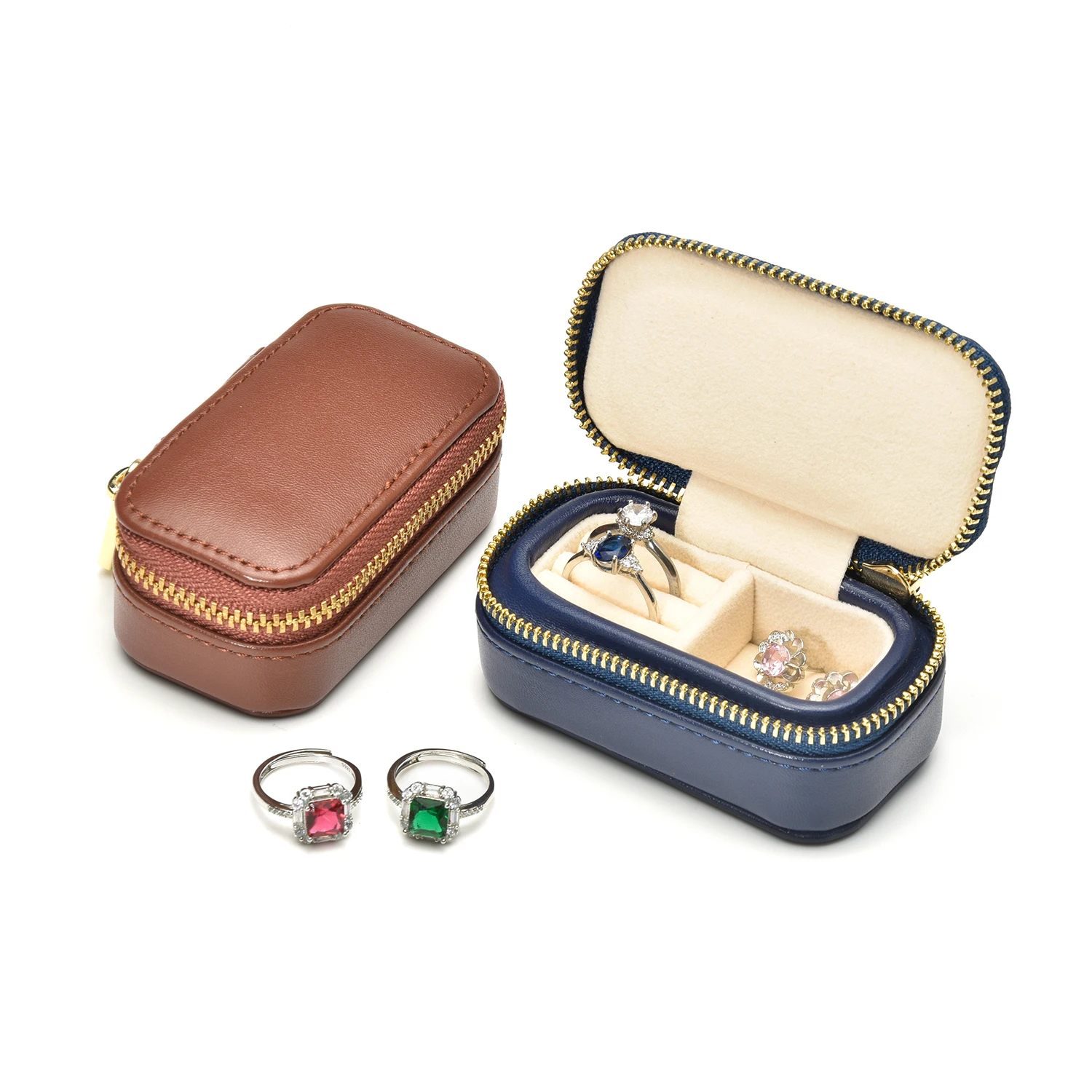 PU Mini Leather Jewelry Box Premium Portable Travel Ring Watch Necklace Storage Box Jewelry Organizer Gifts for Boyfriend