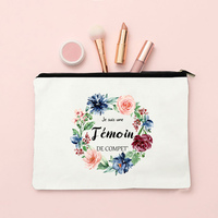 Temoin Flower French Printed Women Make Up Bag Travel Toiletries Organizer Bridesmaid Cosmetic Case Wedding Gifts for Witness