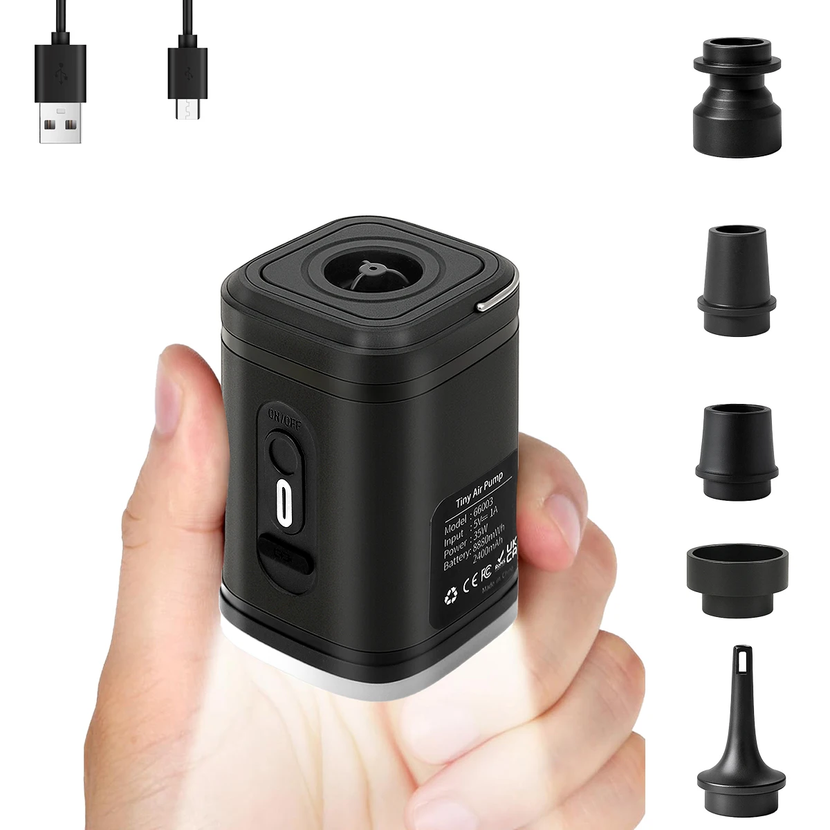 Bomba de Ar Elétrica Portátil para Sacos a Vácuo, Compressor/Descompressor de Ar, para Inflar/Desinflar Almofadas Infláveis, Colchões de Ar, Barcos e Equipamentos de Natação