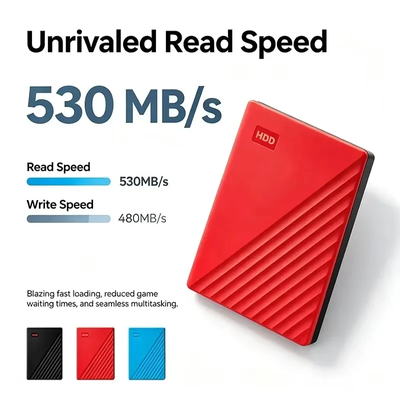 Portable 2.5 Inch External HDD USB 3.0 Fast Data Transfer Multi-Device Compatible Durable Storage Disk for Data Backup Slim Fast