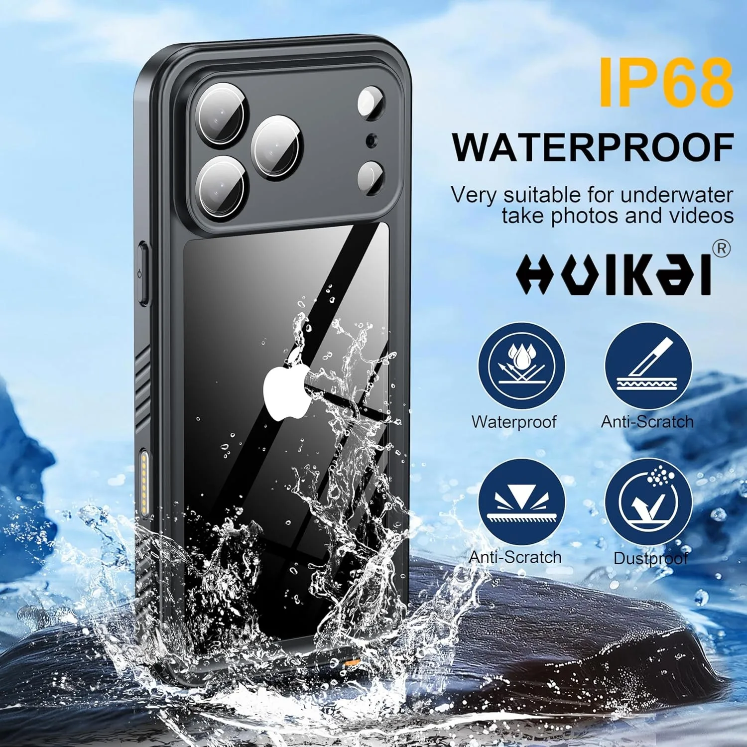 아이폰 17 프로 맥스 16 플러스 15 프로 맥스 15 14 13 14 프로 맥스용 방수 케이스 IP68 방진 보호 풀 바디 보호 케이스