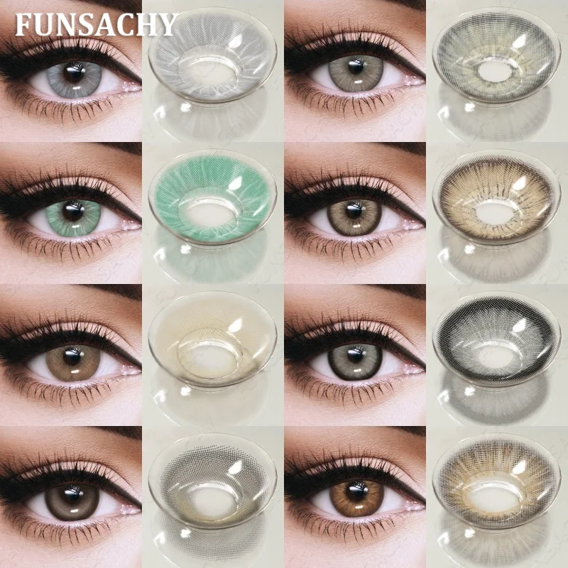 FUNSACHY 1 Paar natürliche farbige Kontaktlinsen für Augen, braun/grau, modische Linse, schöne Pupillen für Damen und Herren, Kosmetiklinsen