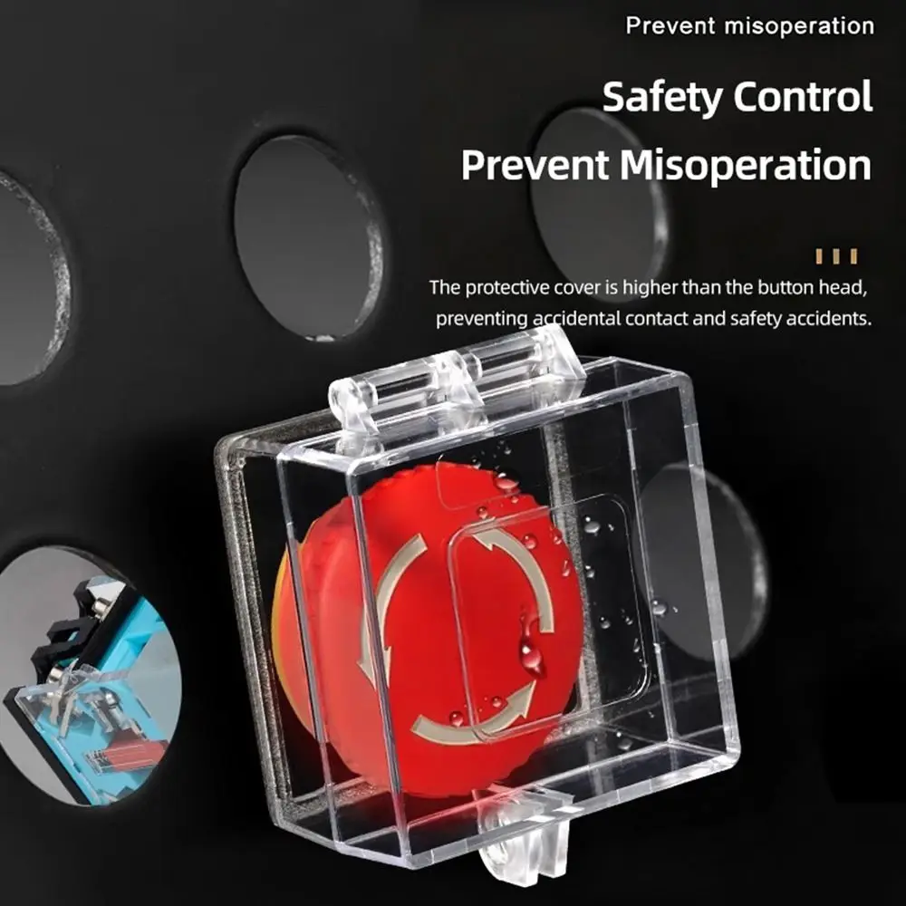 1Pcs 40/50/60mm Button Protection Cover PC Lockable Anti Misoperation Cover Square Hole Transparent Emergency Stop Cover