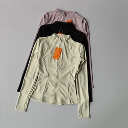 Chaqueta deportiva con cremallera para mujer, camisa de Yoga para Fitness, abrigos cálidos para correr, Top de manga larga para gimnasio, cárdigan ajustado, ropa deportiva