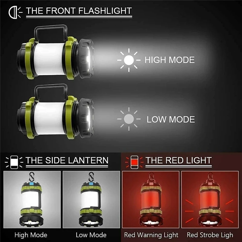 Led Portable Camping Lantern Rechargeable 3000 Capacity Power Bank Camping Flashlight Waterproof Torch Flash Night Light