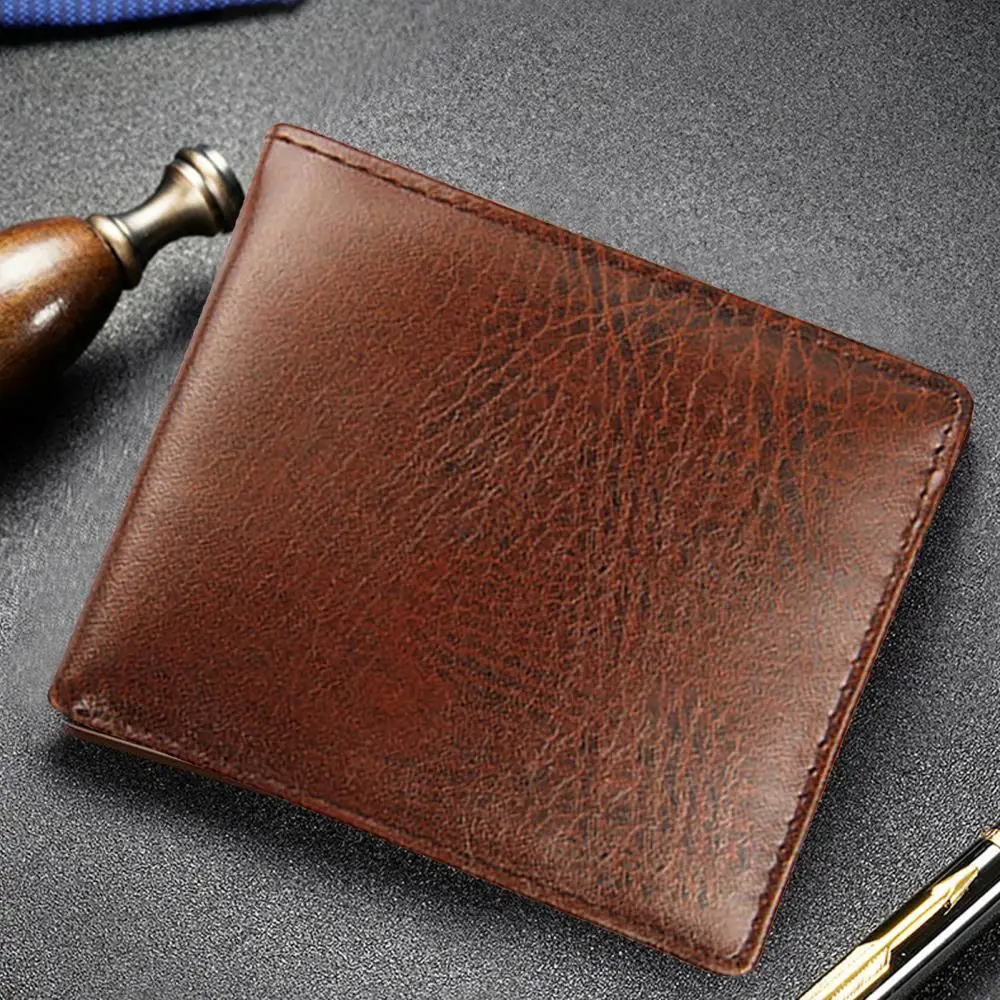 Card Holder Wallet Money Clip Bifold Wallet Men Business Bifold Leather Faux ID Zipper Pocket Wallet