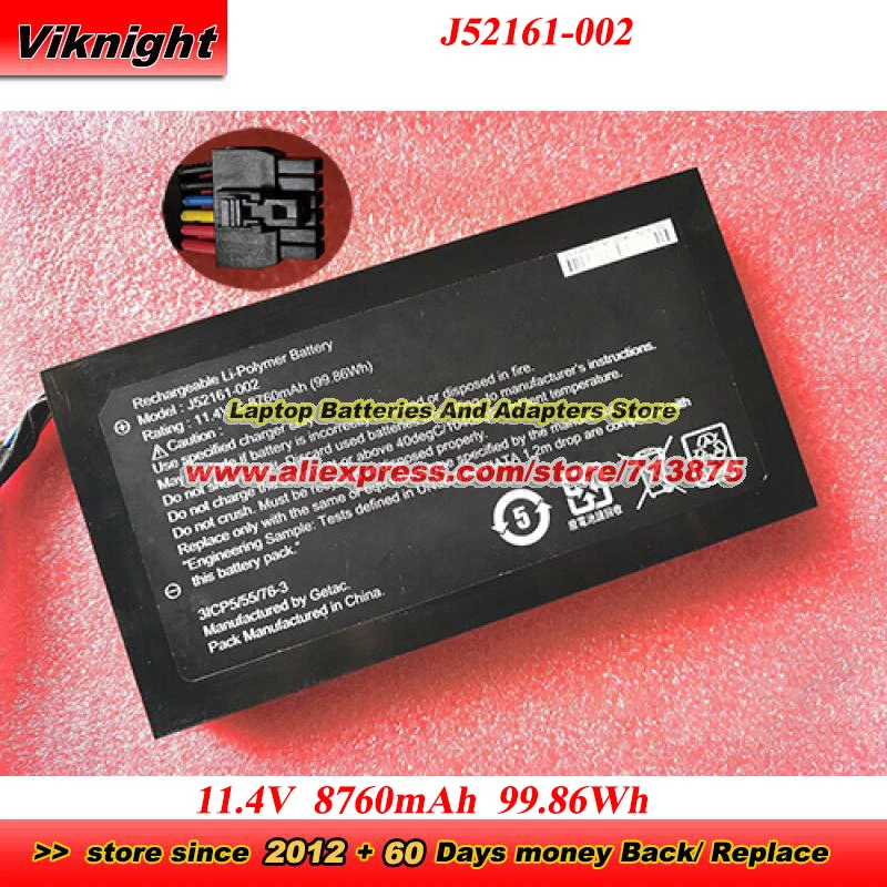 J52161-002 Battery 11.4V 8760mAh 99.86Wh J74512-001 Battery