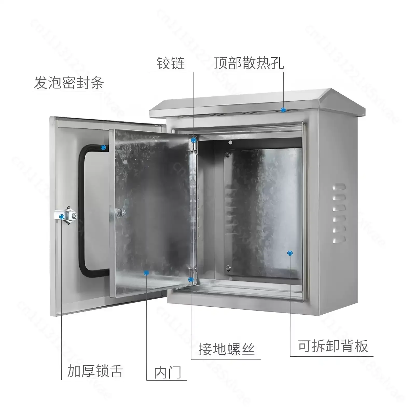 Stainless Steel Double Door Electrical Box Outdoor Waterproof Weatherproof Enclosure With Lock For Power Distribution Cabinet