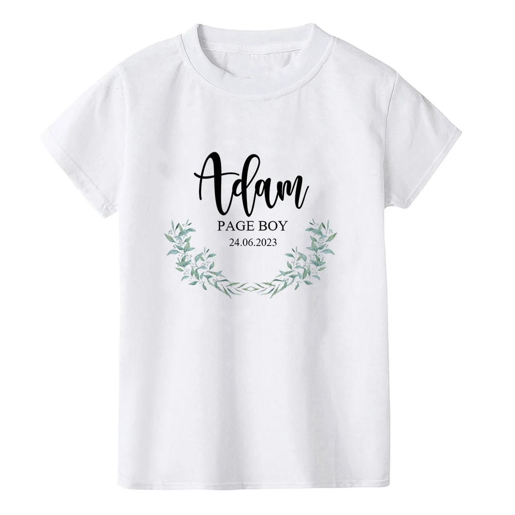 Personalised Flower Girl  Page Boy T-shirt Wedding Proposal Gift for Kids Bridal Party Wedding Day Children Wedding Tops