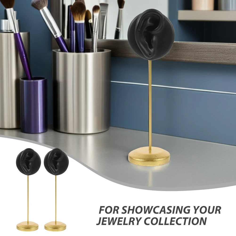 2Pcs Ear Shaped Earring Display Stand Dual Hole Design Durable Resin Material for Selling Jewelry Showcase Holder