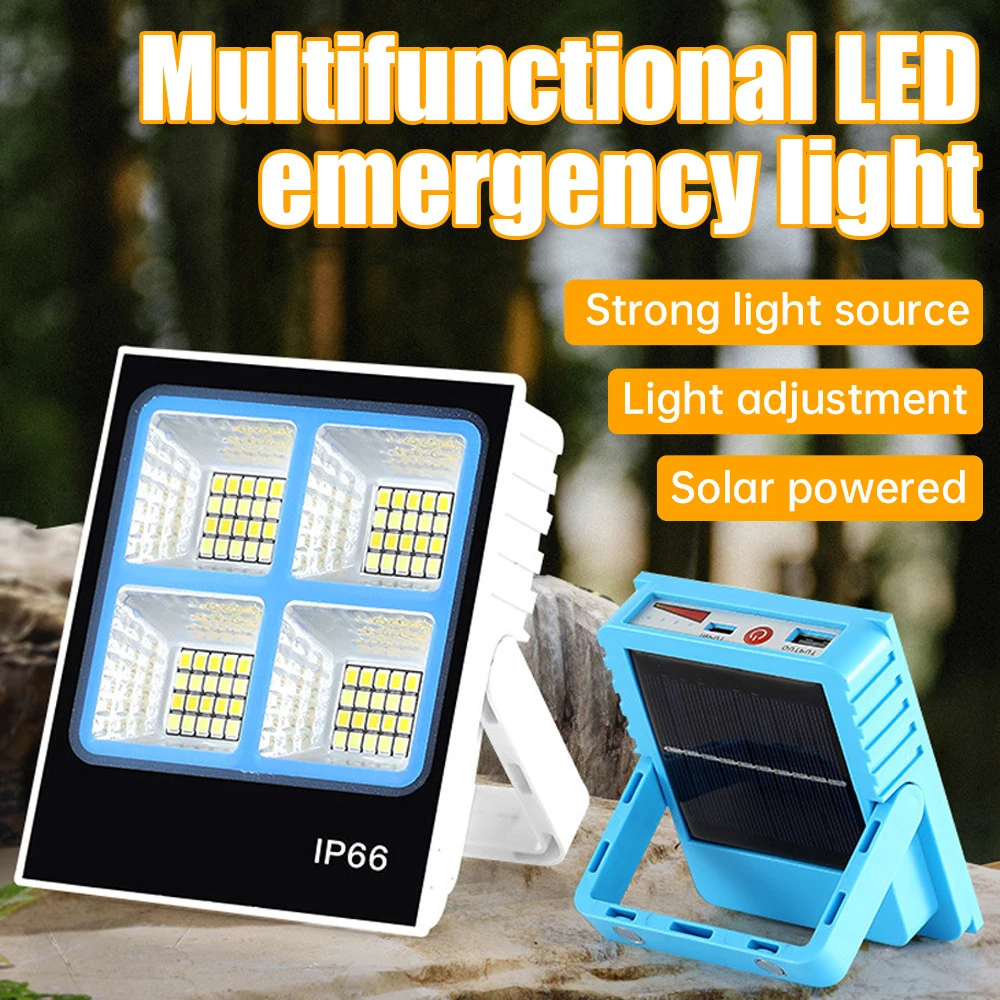 New Rechargeable Solar Flood Light Outdoor Portable LED Reflector Spotlight Rechargeable Projector Flood Light Emergency Lamp